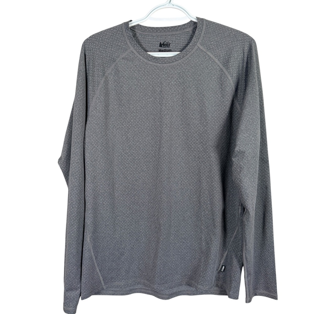 REI Co-op Base Layer Performance Long Sleeve Shirt Mens M Grey Textured